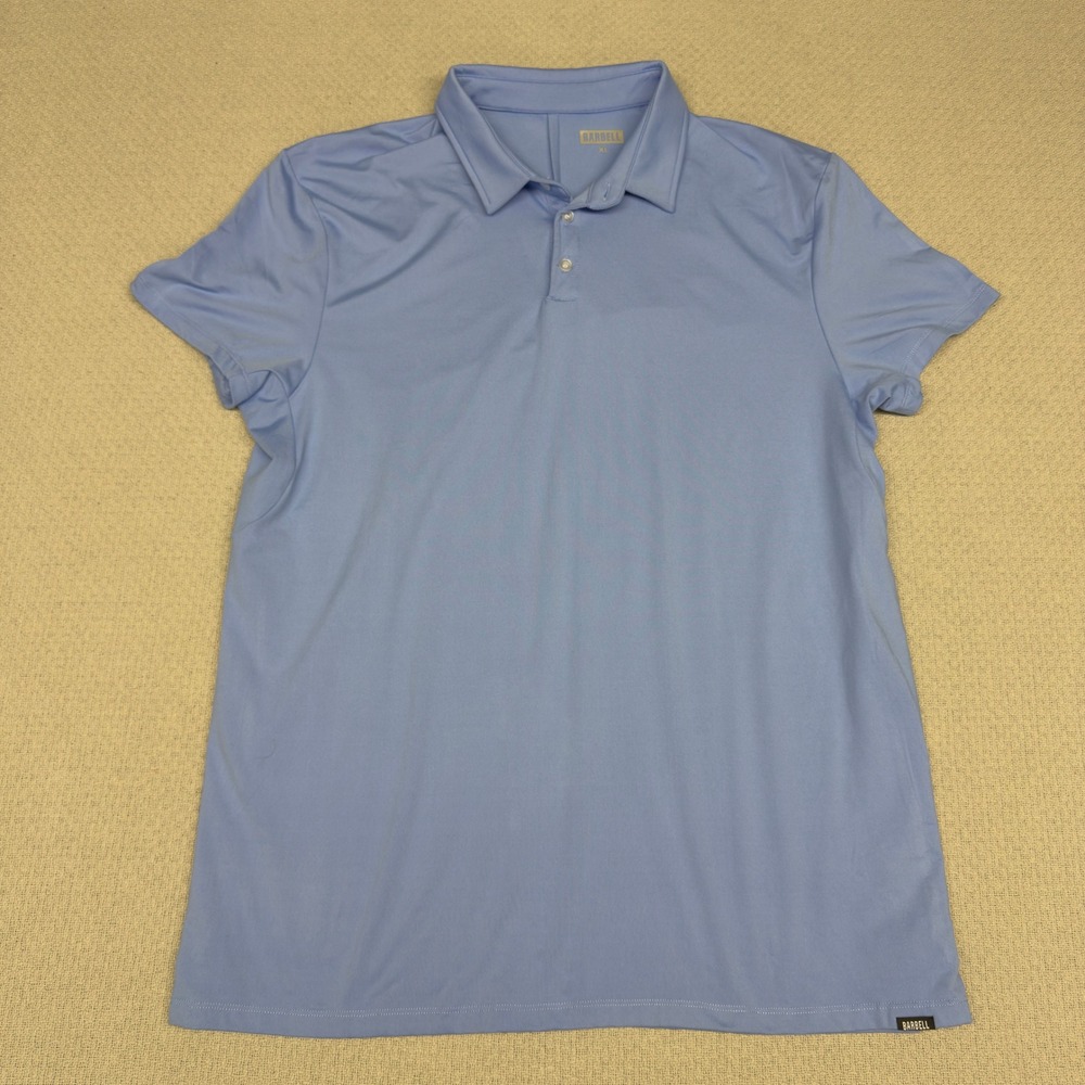 Barbell Apparel Polo Shirt Mens XL Blue Performance Activewear Stretch Casual